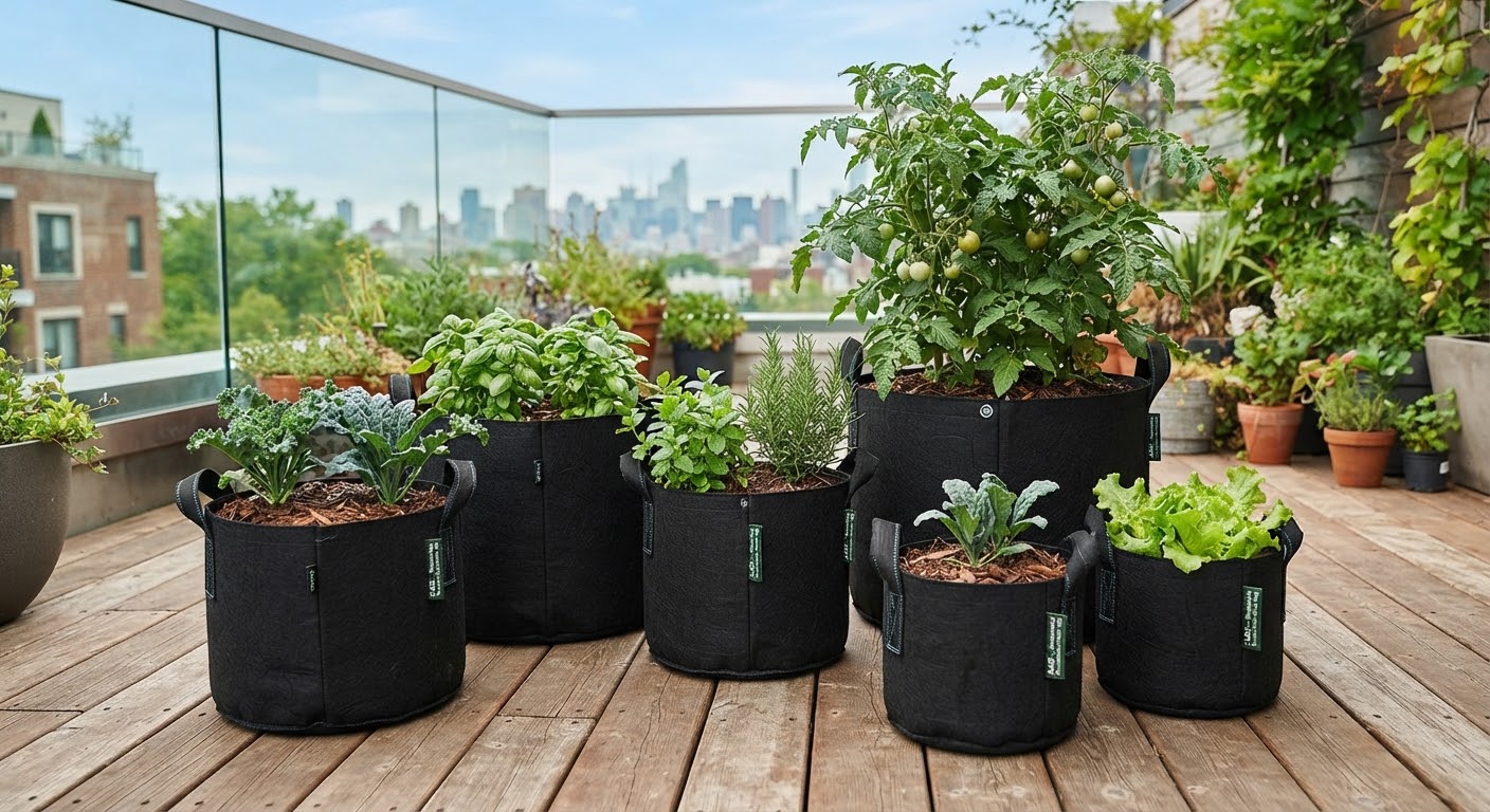 Grow Bags 15-Gallon — Pack of 5 Fabric Pots